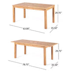 Christopher Knight Home Maria Set da Pranzo da Esterno in Acacia Rustica Espandibile 7 Pezzi