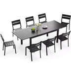Crestlive Products Set da Pranzo Espandibile da 9 Pezzi per Esterni in Alluminio con Tavolo Rettangolare da 6 a 8 Posti e Sedie
