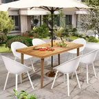 Set da pranzo da esterno a 7 pezzi in acacia e plastica di polipropilene Christopher Knight Home Maya