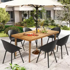 Set da pranzo da esterno a 7 pezzi in acacia e plastica di polipropilene Christopher Knight Home Maya