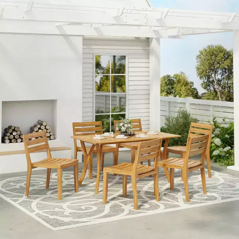 Christopher Knight Home Wren Set da pranzo da esterno in legno di acacia a 7 pezzi, teak