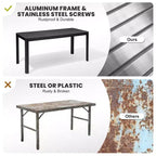 Crestlive Products Set da pranzo da esterno in alluminio per 6 persone, tavolo da pranzo rettangolare allungabile con sedie, impermeabile, antiruggine, adatto a tutte le condizioni atmosferiche
