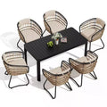 Crestlive Products 6 Person Aluminum Outdoor Dining Set Rectangular Expandable Dining Table with chairs Waterproof Rust-Proof All Weather