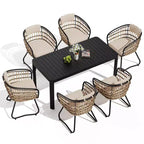 Crestlive Products 6 Person Aluminum Outdoor Dining Set Rectangular Expandable Dining Table with chairs Waterproof Rust-Proof All Weather