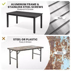 Crestlive Products Set da pranzo espandibile da 9 pezzi per patio, tavolo rettangolare da esterno in alluminio da 6-8 posti con sedie in rattan