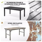 Crestlive Products Set da pranzo espandibile da 9 pezzi per patio, tavolo rettangolare da esterno in alluminio da 6-8 posti con sedie in rattan