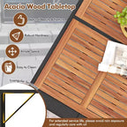 Costway Set da Bar da Esterno 7 Pezzi con Tavolo in Legno di Acacia e Cuscini Rimovibili