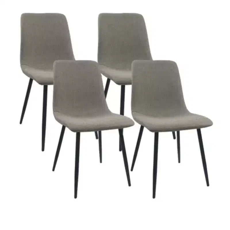 Set di 4 sedie da pranzo imbottite in lino, gambe in metallo nero