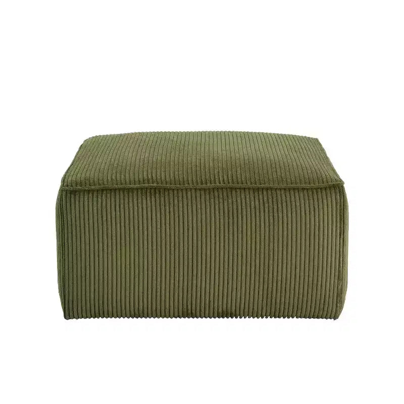 Pouf/poggiapiedi quadrato Hayes in velluto a coste e legno, verde oliva