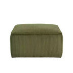 Pouf/poggiapiedi quadrato Hayes in velluto a coste e legno, verde oliva
