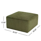Pouf/poggiapiedi quadrato Hayes in velluto a coste e legno, verde oliva