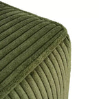 Pouf/poggiapiedi quadrato Hayes in velluto a coste e legno, verde oliva