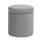 Pouf contenitore rotondo imbottito da 14 pollici con accenti in pelle