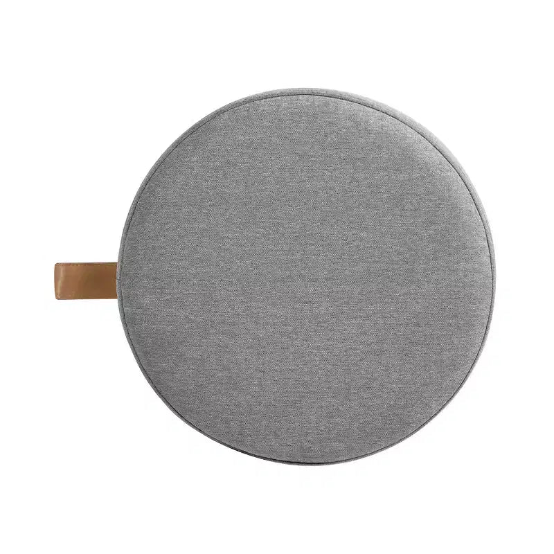 Pouf contenitore rotondo imbottito da 14 pollici con accenti in pelle