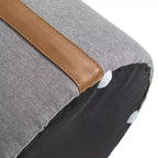 Pouf contenitore rotondo imbottito da 14 pollici con accenti in pelle