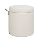 Pouf contenitore rotondo imbottito da 14 pollici con accenti in pelle