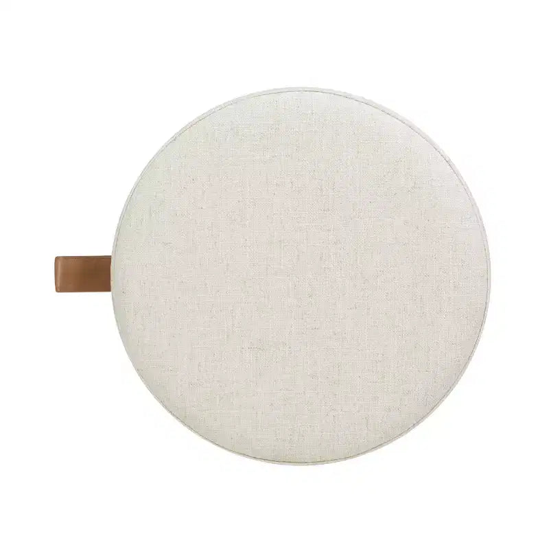 Pouf contenitore rotondo imbottito da 14 pollici con accenti in pelle