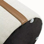 Pouf contenitore rotondo imbottito da 14 pollici con accenti in pelle