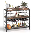 Costway 41 Wine Rack with 4 Glass Holders Wide Countertop Middle & Bottom Storage Shelves