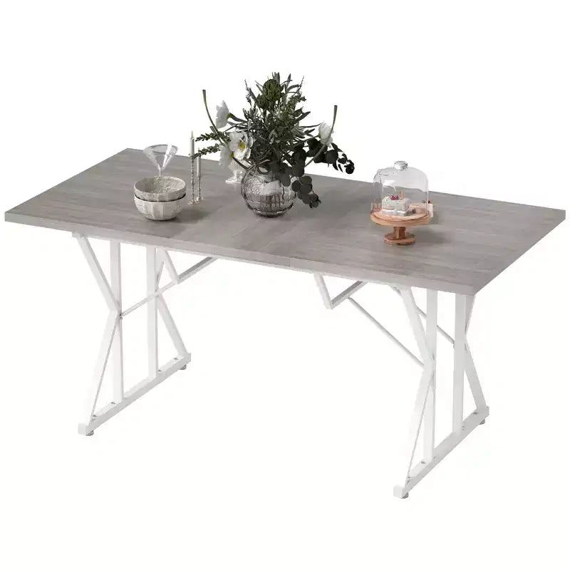 Tavolo da pranzo allungabile 63-47 per 4-6 persone, tavolo da pranzo allungabile in stile rustico con base a cavalletto, tavolo da cucina