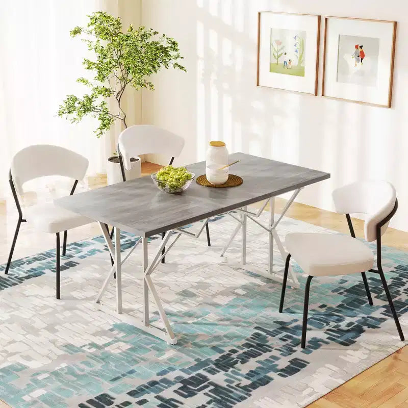 Tavolo da pranzo allungabile 63-47 per 4-6 persone, tavolo da pranzo allungabile in stile rustico con base a cavalletto, tavolo da cucina