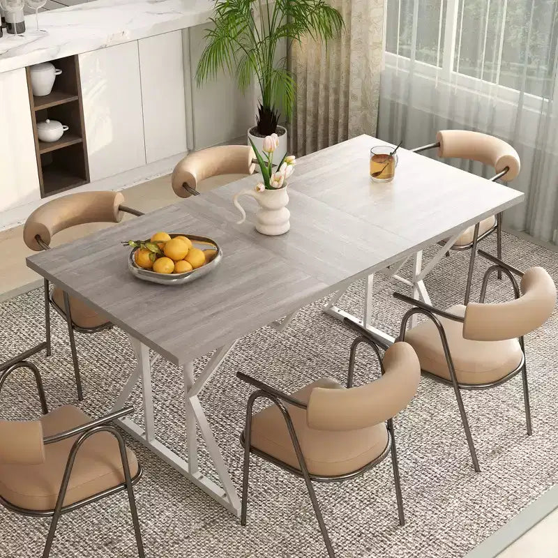 Tavolo da pranzo allungabile 63-47 per 4-6 persone, tavolo da pranzo allungabile in stile rustico con base a cavalletto, tavolo da cucina
