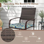 Set da pranzo da patio Costway 5 pezzi con tavolo in legno-plastica e foro per ombrellone per cortile