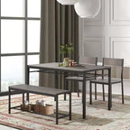 Set da pranzo salvaspazio EROMMY con elegante tavolo in finto marmo o venatura del legno e sedie moderne - Grigio