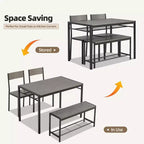 Set da pranzo salvaspazio EROMMY con elegante tavolo in finto marmo o venatura del legno e sedie moderne - Grigio