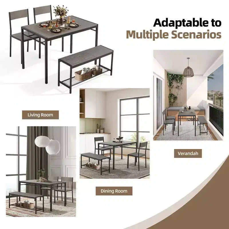Set da pranzo salvaspazio EROMMY con elegante tavolo in finto marmo o venatura del legno e sedie moderne - Grigio