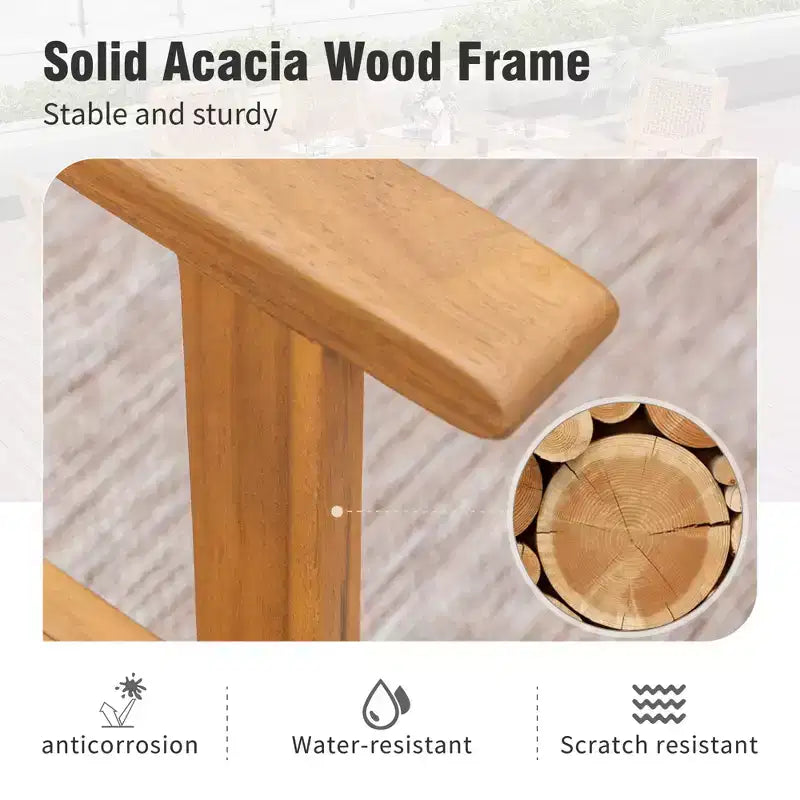 Ensemble de salle à manger d'extérieur Captiva Designs avec chaises en rotin et 1 table rectangulaire en bois d'acacia