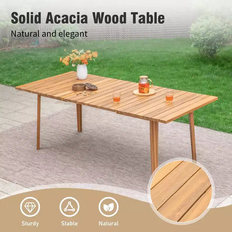 Ensemble de salle à manger d'extérieur Captiva Designs avec chaises en rotin et 1 table rectangulaire en bois d'acacia