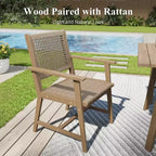 Ensemble de salle à manger d'extérieur Captiva Designs avec chaises en rotin et 1 table rectangulaire en bois d'acacia