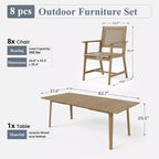 Ensemble de salle à manger d'extérieur Captiva Designs avec chaises en rotin et 1 table rectangulaire en bois d'acacia