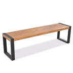 Set Tavolo Da Pranzo Per Esterni Whisen Resistente Alle Intemperie Con 2 Panche, Set Mobili Per Patio Con Texture Unica Del Piano, Piano In Legno Di Acacia E Struttura In Acciaio - Naturale