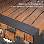 Set Tavolo Da Pranzo Per Esterni Whisen Resistente Alle Intemperie Con 2 Panche, Set Mobili Per Patio Con Texture Unica Del Piano, Piano In Legno Di Acacia E Struttura In Acciaio - Naturale