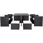 Klena 9 Piece Dining Set - Indoor/Outdoor - PAT9024 - Black/Beige - Safavieh