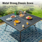 Captiva Designs Set 9 Pezzi Tavolo Quadrato Spazioso con Piano a Doghe in Metallo e Sedie in Rattan e Metallo con Cuscini Spessi