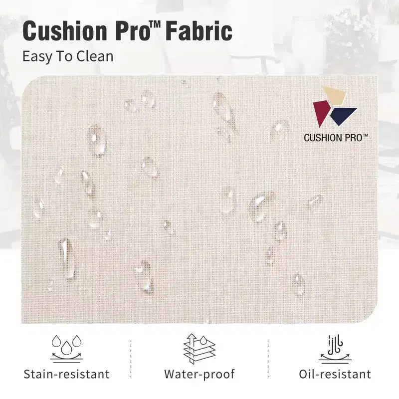 Captiva Designs Set 9 Pezzi Tavolo Quadrato Spazioso con Piano a Doghe in Metallo e Sedie in Rattan e Metallo con Cuscini Spessi