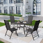 Captiva Designs Outdoor Patio Dining Floral Back Steel Chairs with Thick Seat & Back Cushion