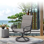 Captiva Designs set da 9 pezzi con ampio tavolo quadrato in metallo con piano a doghe e foro per ombrellone, e sedie girevoli in Textilene imbottite