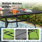 Captiva Designs Set 9 pezzi tavolo da pranzo quadrato con piano a doghe in metallo e sedie impilabili in textilene e alluminio