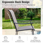 Captiva Designs Tavolo Rettangolare da Esterno 9 Pezzi in Acciaio Nero e Sedie Fisse in Textilene Marrone