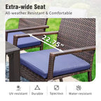 Captiva Designs – Ensemble de salle à manger 5 pièces pour patio, table à cadre en acier avec trou pour parasol et chaises en rotin avec coussins amovibles