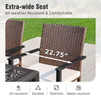 Captiva Designs – Ensemble de salle à manger 5 pièces pour patio, table à cadre en acier avec trou pour parasol et chaises en rotin avec coussins amovibles