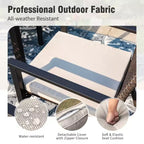 Captiva Designs – Ensemble de salle à manger 5 pièces pour patio, table à cadre en acier avec trou pour parasol et chaises en rotin avec coussins amovibles