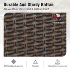 Captiva Designs – Ensemble de salle à manger 5 pièces pour patio, table à cadre en acier avec trou pour parasol et chaises en rotin avec coussins amovibles