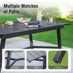 Captiva Designs Set da 9 pezzi, tavolo rettangolare in acciaio con piano a doghe regolabile e sedie a braccioli eleganti con cuscini per patio