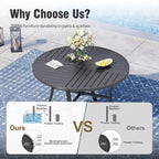 Captiva Designs Set da 7 Pezzi da Pranzo per Patio con Tavolo in Acciaio con Piano a Liste e Sedie in Rattan Beige con Cuscini