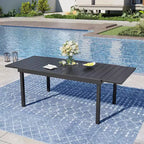Captiva Designs Set da 7 Pezzi da Pranzo per Patio con Tavolo in Acciaio con Piano a Liste e Sedie in Rattan Beige con Cuscini